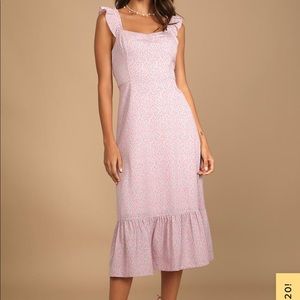 Lulus Forever My Sweetheart Lilac Floral Print Ruffled Midi Dress